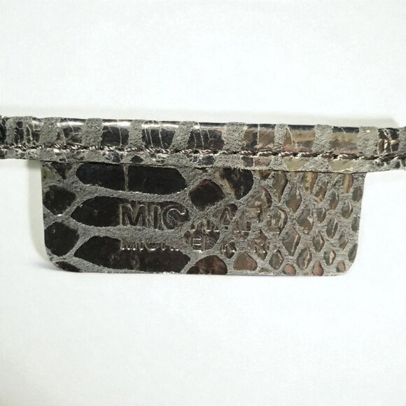 Michael Kors Black Python-Embossed Leather Tote Gold Chain Straps & Logo Charm - Picture 6 of 11